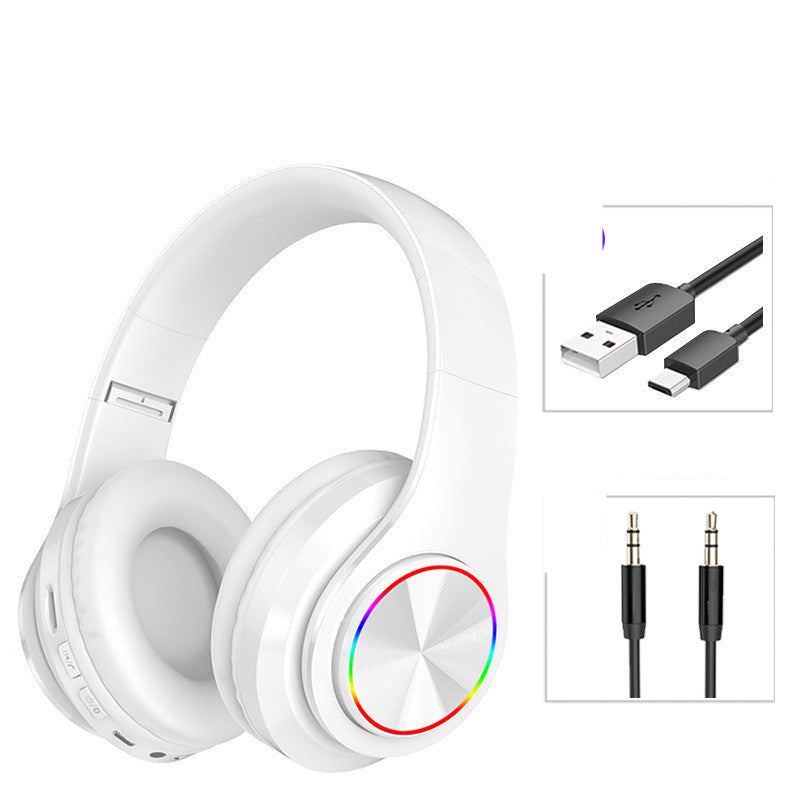 Casque Bluetooth sans fil LED Casque de jeu Écouteurs de sport avec prise en charge de la carte TF Lumières respiratoires colorées