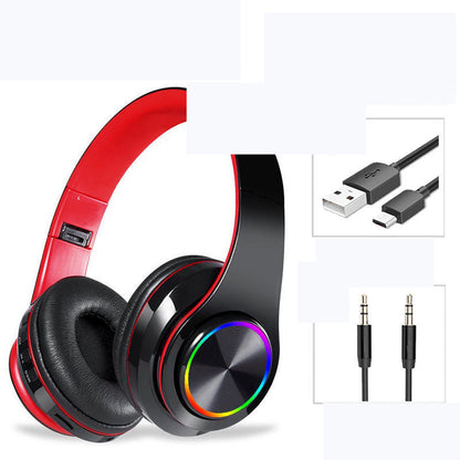 Casque Bluetooth sans fil LED Casque de jeu Écouteurs de sport avec prise en charge de la carte TF Lumières respiratoires colorées