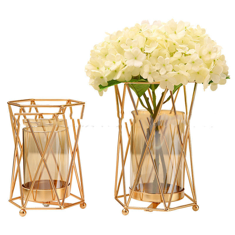 Décoration de fleurs de table de salle à manger de luxe Nordic Light en verre