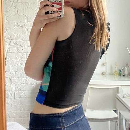 Retro Painting Print Mesh Tank Top – Women’s Vintage Slim Top | S–L