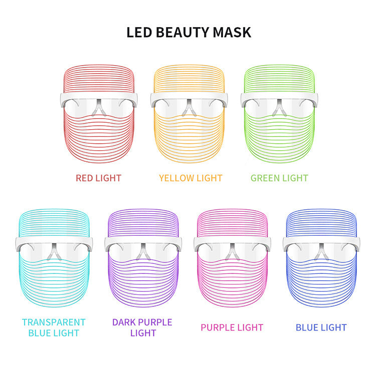 Masque LED 7 Couleurs Thérapie Lumière Rouge Rajeunissement de la Peau Masseur Beauté Maison Visage Blanchissant Anti-Âge Appareil de SPA
