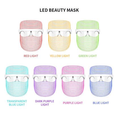 Masque LED 7 Couleurs Thérapie Lumière Rouge Rajeunissement de la Peau Masseur Beauté Maison Visage Blanchissant Anti-Âge Appareil de SPA