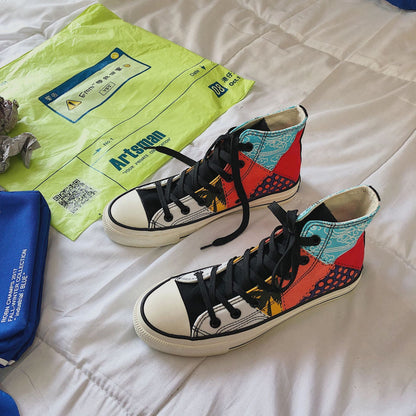 Chaussures montantes pour hommes, style hongkongais, en toile