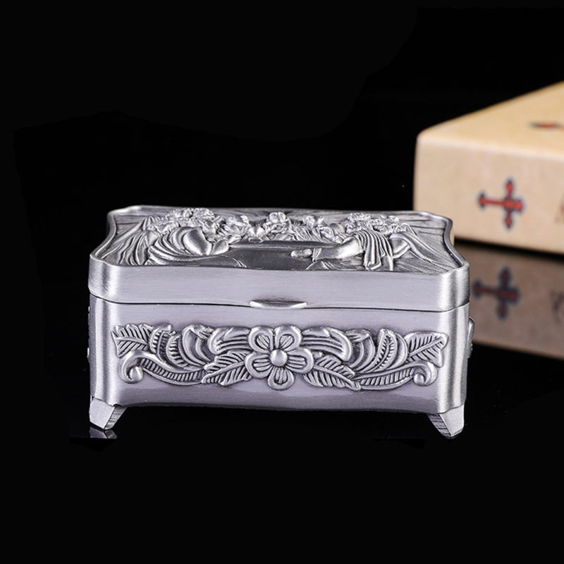 Joyero de metal de estilo europeo, retro creativo, cristiano, pequeño, para guardar joyas, caja de regalo