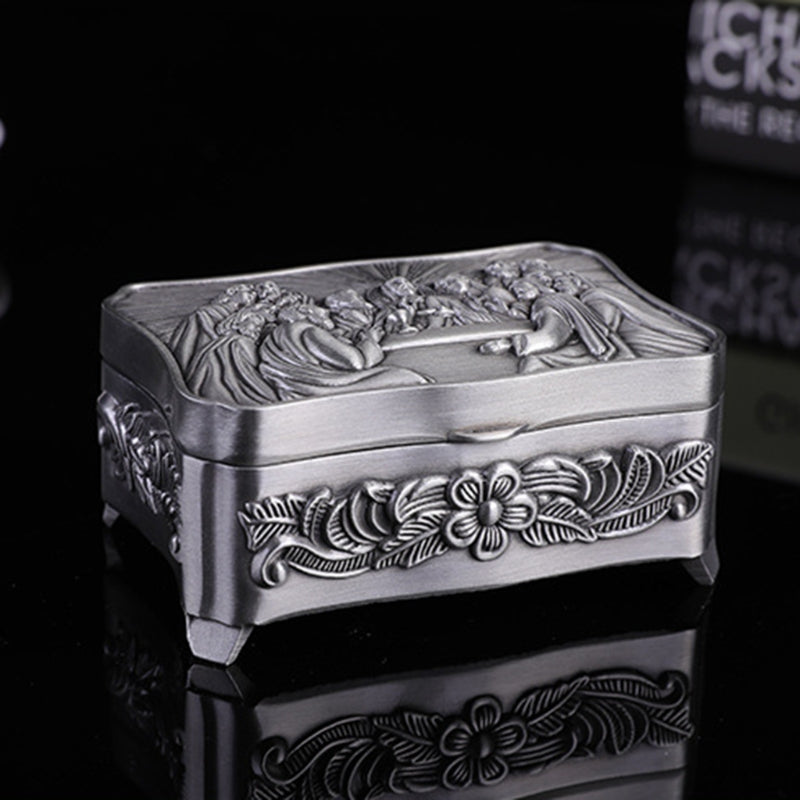 Joyero de metal de estilo europeo, retro creativo, cristiano, pequeño, para guardar joyas, caja de regalo