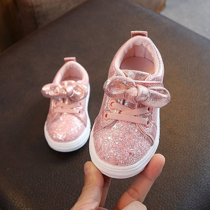 Bright Leather Sneakers Casual Shoes Sports Shoes Bow