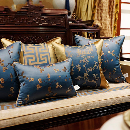 Pillow Gold and Navy Blue for Sofa Living Room Classical Pillow Slip Cover