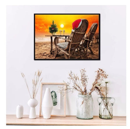 Broderie Diamant Pleine Foret 5D DIY Peinture Diamant Dîner sur la Plage Point de Croix Diamant 2019 Photos de Strass Décoration de Maison