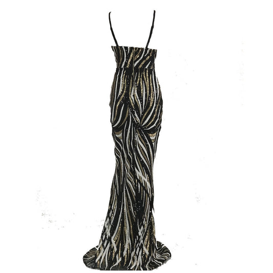 Robe de soirée sirène à paillettes, sans bretelles, avec dos nu et fines bretelles
