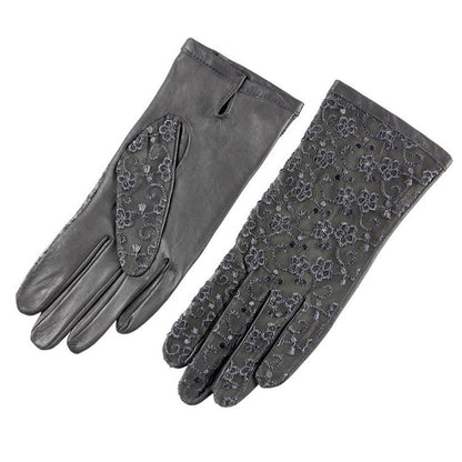 Non-slip driving lace sunscreen leather gloves