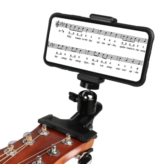 Adjustable Guitar Phone Clip Stand – Secure Smartphone Mount for Musicians, Streaming & Content Creation