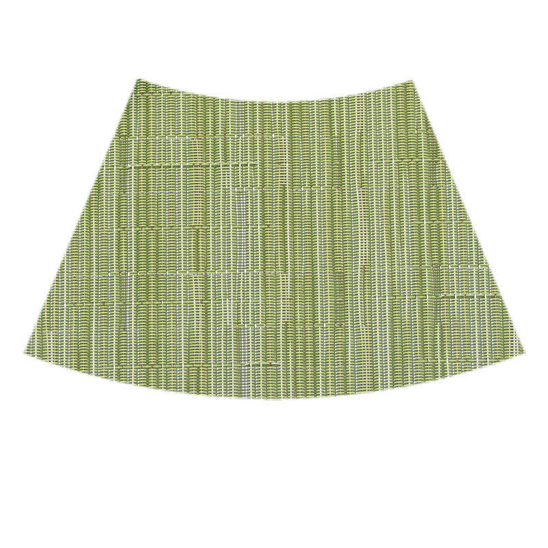 Mantel individual de PVC con forma de abanico para mesa redonda, con aislamiento térmico