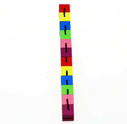 Mini cubo pequeño de madera con bloques de construcción, juguete educativo