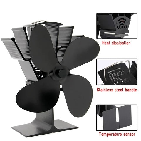 Ventilador silencioso termodinámico para chimenea termómetro para chimenea