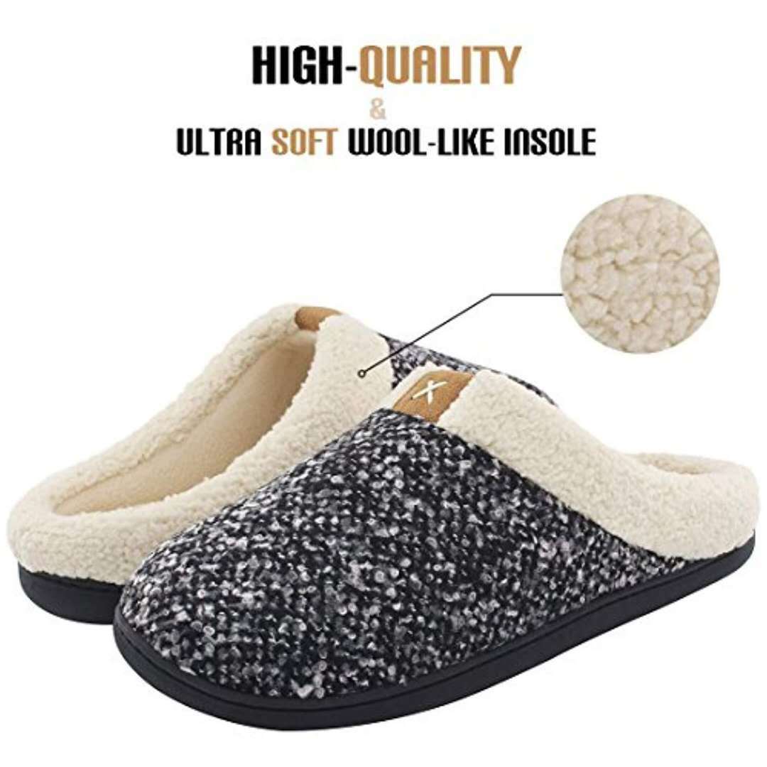 Pantuflas de hombre cómodas de lana con espuma viscoelástica