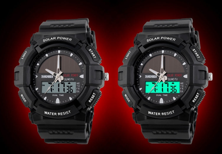 Solar Sport Watch – Waterproof Double Display for Outdoor & Everyday Wear