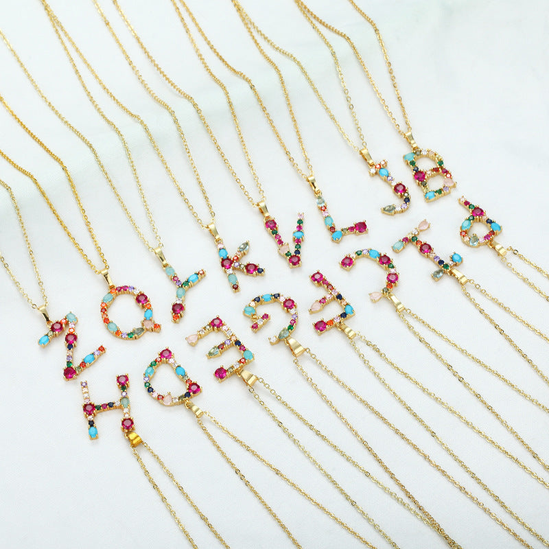 COLLIER LETTRE PIERRE PRÉCIEUSE