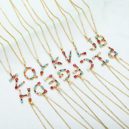 COLLIER LETTRE PIERRE PRÉCIEUSE