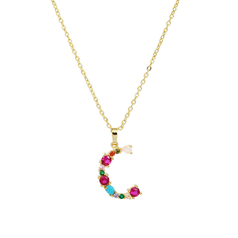 COLLIER LETTRE PIERRE PRÉCIEUSE