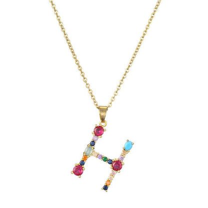 COLLIER LETTRE PIERRE PRÉCIEUSE