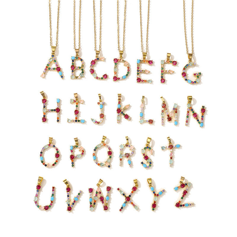 COLLIER LETTRE PIERRE PRÉCIEUSE