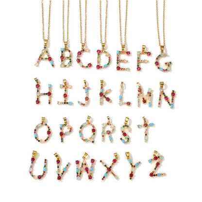 COLLIER LETTRE PIERRE PRÉCIEUSE