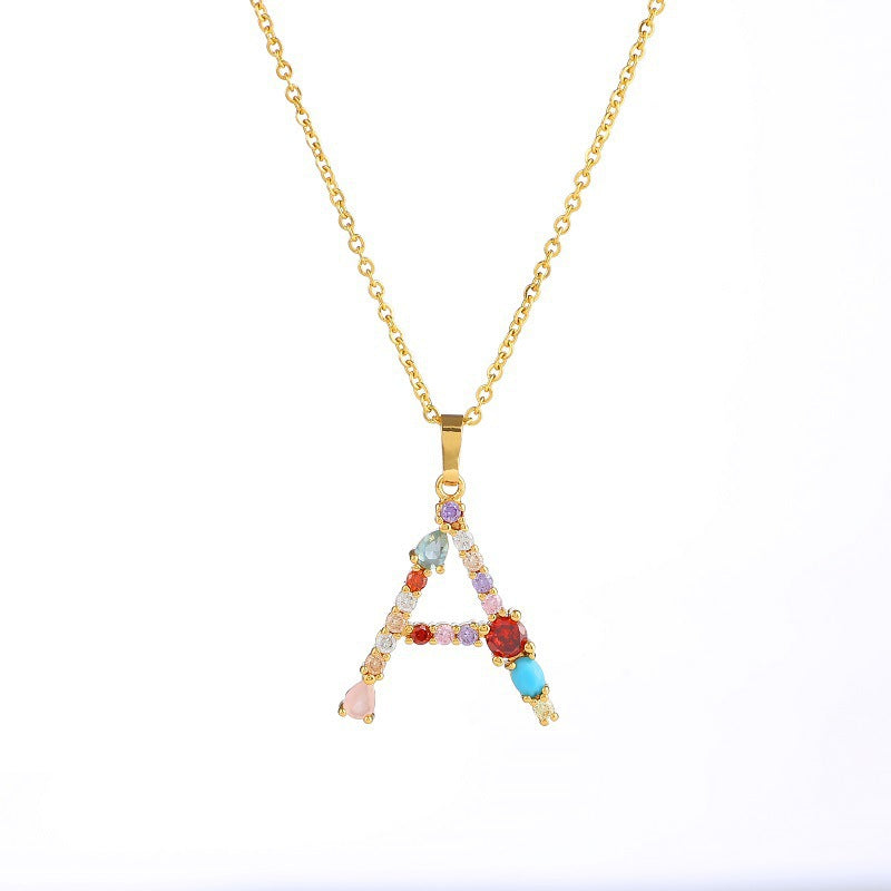 COLLIER LETTRE PIERRE PRÉCIEUSE