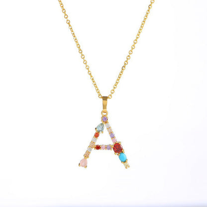 COLLIER LETTRE PIERRE PRÉCIEUSE