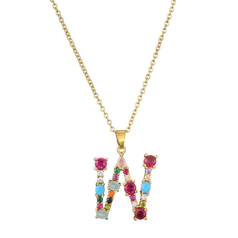 COLLIER LETTRE PIERRE PRÉCIEUSE