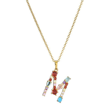 COLLIER LETTRE PIERRE PRÉCIEUSE