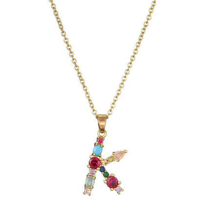 COLLIER LETTRE PIERRE PRÉCIEUSE