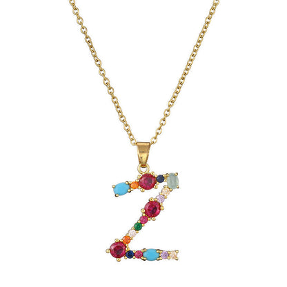 COLLIER LETTRE PIERRE PRÉCIEUSE