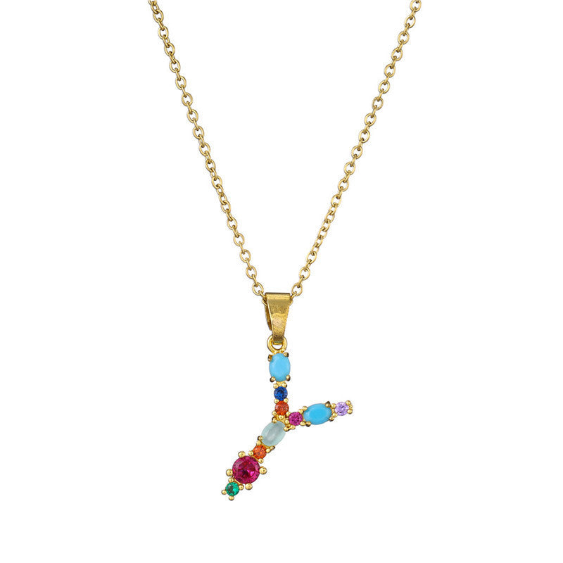 COLLIER LETTRE PIERRE PRÉCIEUSE