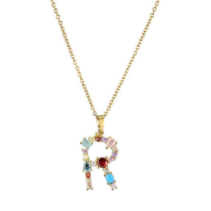COLLIER LETTRE PIERRE PRÉCIEUSE