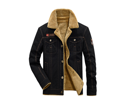 Veste homme Air Force One épaisse en coton, avec revers en velours et doublure, pour l'hiver