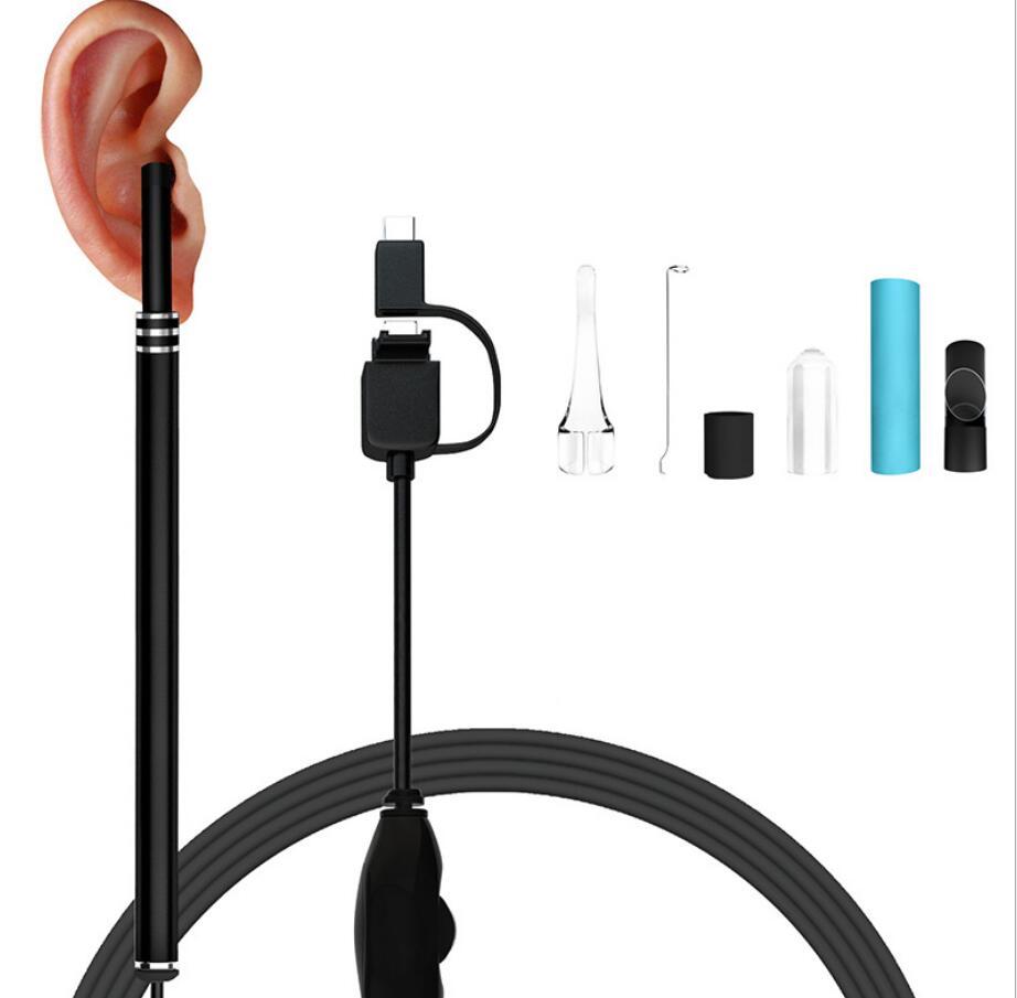 Endoscope de nettoyage d'oreille 3 en 1 USB, Android et Type-C HD, cuillère d'oreille visuelle, cure-oreille multifonctionnel avec mini caméra, outil de nettoyage pour la santé de l'oreille