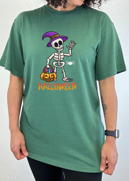 Camiseta gráfica unisex de manga corta de bambú-viscosa/algodón orgánico "Happy Halloween"