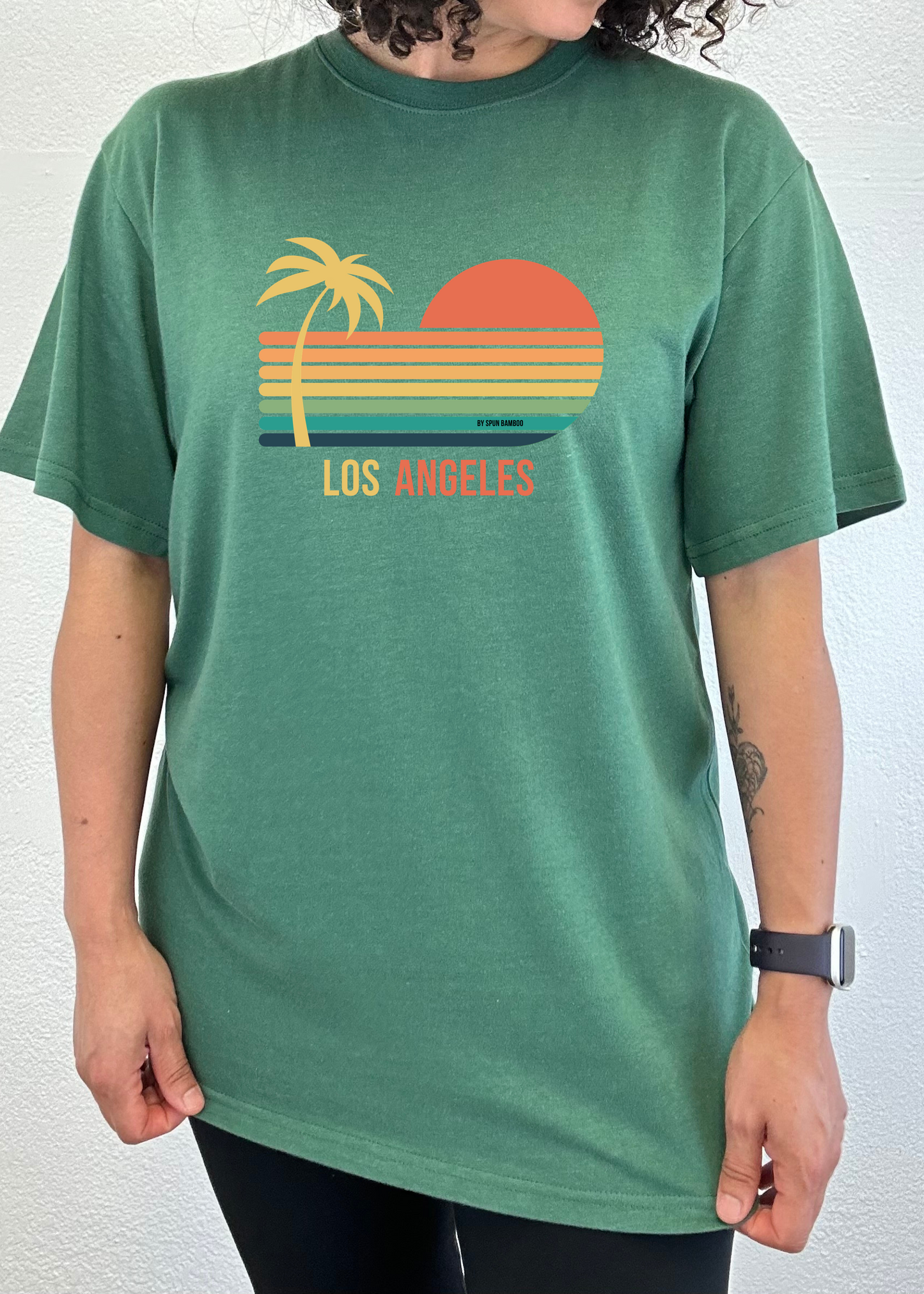 T-shirt graphique unisexe à manches courtes en viscose de bambou/coton biologique de Los Angeles
