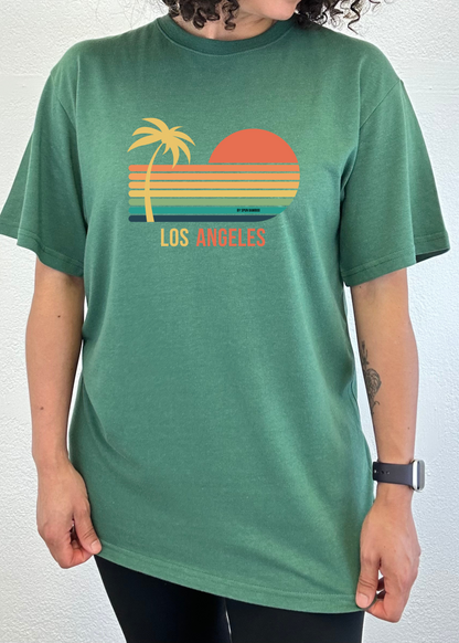 T-shirt graphique unisexe à manches courtes en viscose de bambou/coton biologique de Los Angeles