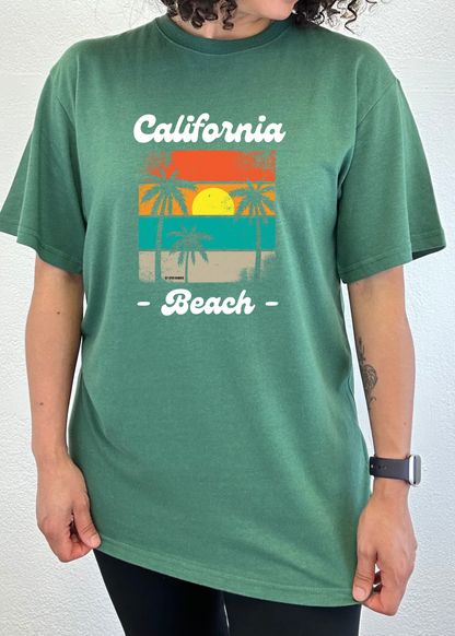 T-shirt à manches courtes unisexe en bambou/viscose et coton biologique California Beach avec motif