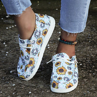 Loafers Women Sunflower Print Decor