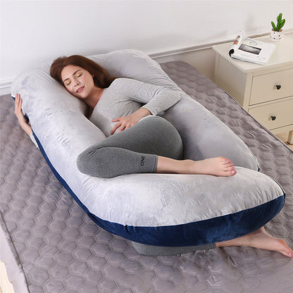 Pillow Lying On The Side With Detachable Crystal Velvet G-shaped Waist Pillow