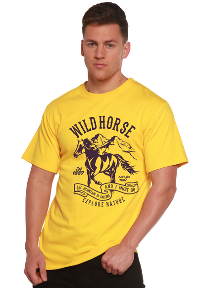 T-Shirt Graphique à Manches Courtes Wild Horse Spun Bamboo® en Viscose de Bambou/Coton Biologique pour Homme