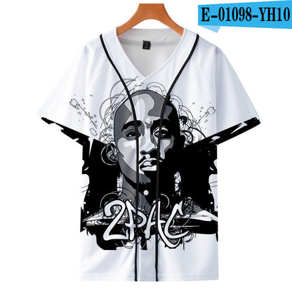 Uniforme de baseball fin imprimé en 3D couleur de Tupac Shakur