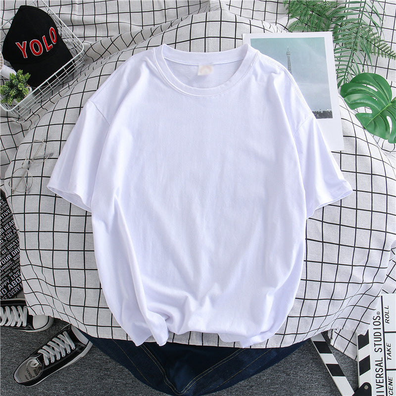 Hong Kong Style Men’s Solid T-Shirt – Loose Mid-Sleeve | S–5XL