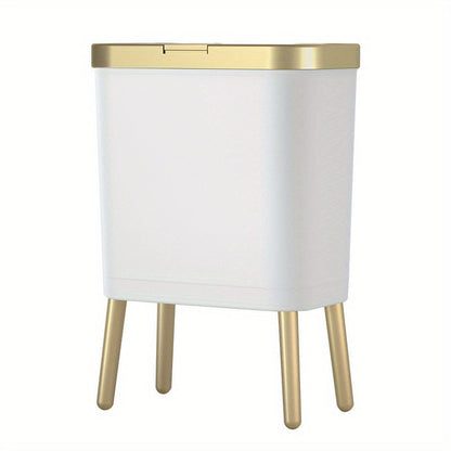 15L Slim Trash Can with Lid Odor Sealing Bathroom Kitchen Bin