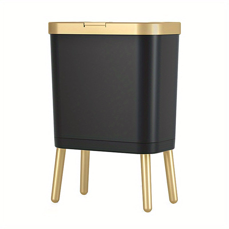 15L Slim Trash Can with Lid Odor Sealing Bathroom Kitchen Bin