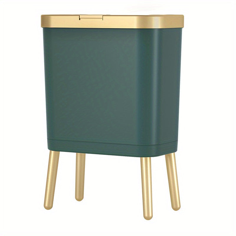 15L Slim Trash Can with Lid Odor Sealing Bathroom Kitchen Bin