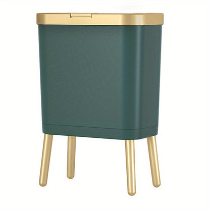 15L Slim Trash Can with Lid Odor Sealing Bathroom Kitchen Bin