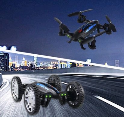 OTRC FY602 Coche-dron RC de aire y tierra 2 en 1, coche volador, dron cuadricóptero RC 2.4G de 6 ejes y 4 canales con cámara HD, 4WD de alta velocidad